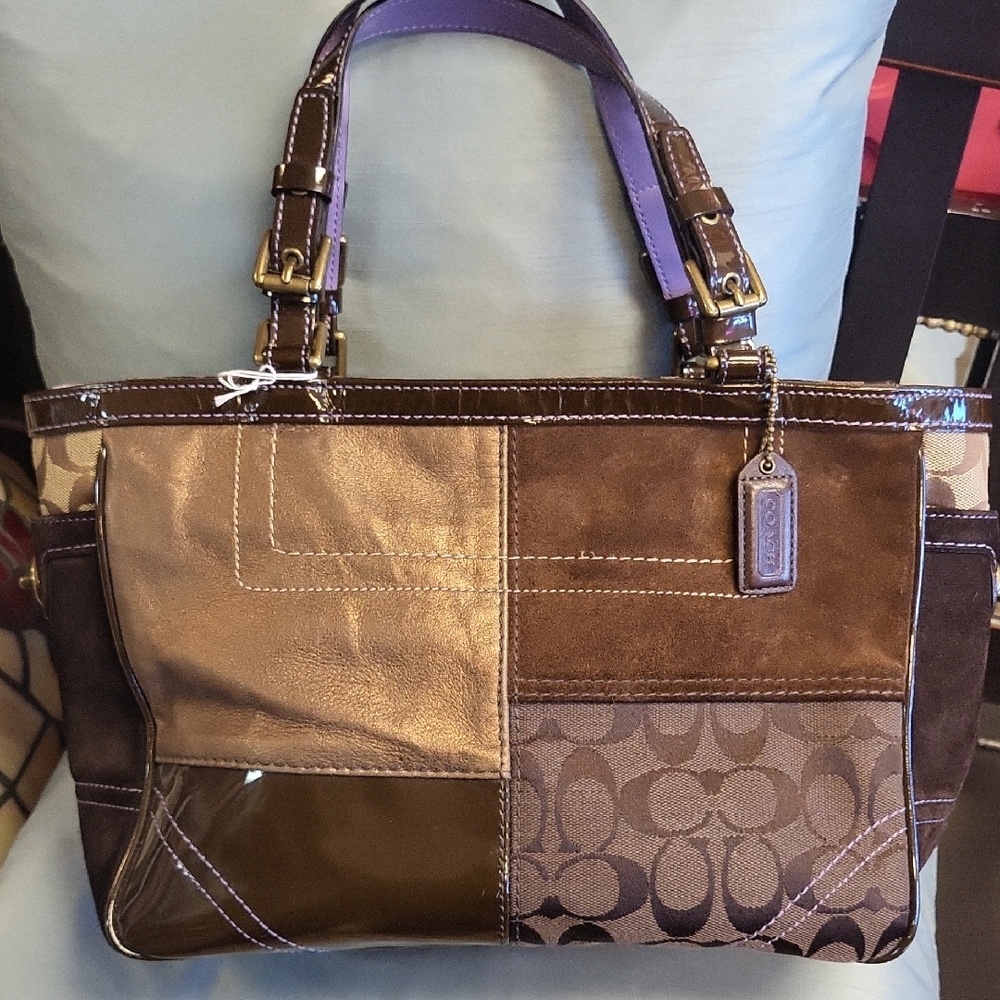 Coach Brown Patchwork Tote Bag